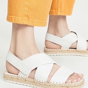 Vince White Leather Strap Velcro Espadrilles Size 7.5